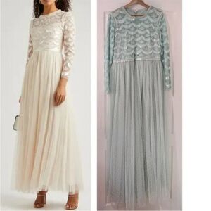 Needle & Thread Long Sleeve Lace Dress in Spring Mint US 12